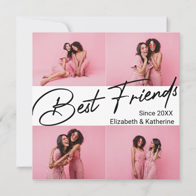 Modern Best Friends 4 Photo Collage Gift Announcement (Front)
