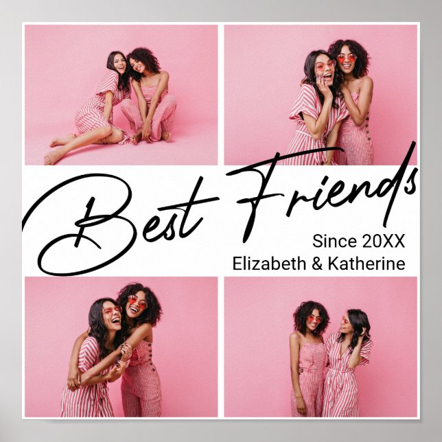 Modern Best Friends 4 Photo Collage Gift Poster (Front)