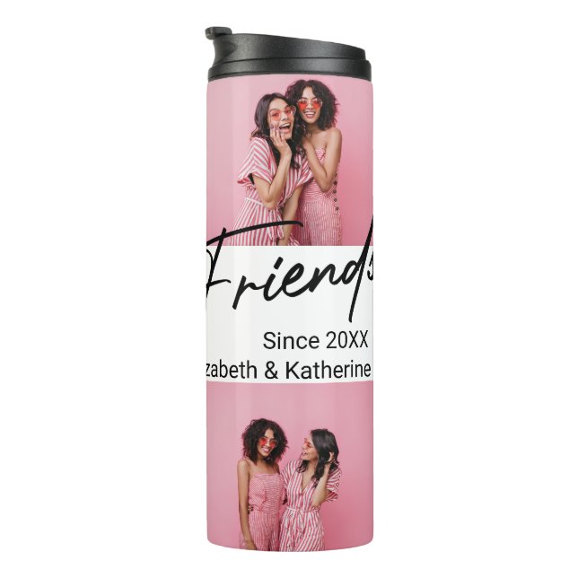 Modern Best Friends 4 Photo Collage Gift Thermal Tumbler (Rotated Right)