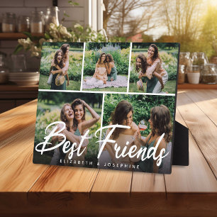 Modern 'Best Friends' 5 Photo Collage Gift Plaque