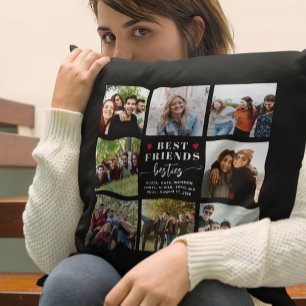 Modern best friends 8 photo collage keepsake cushion