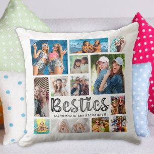 Modern Best Friends BESTIES 13 Photo Collage Cushion