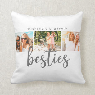 Modern Best Friends Besties Photo Collage Cushion