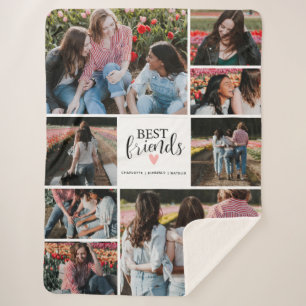 Modern Best Friends BFF 8 Collage Photo Sherpa Blanket