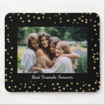 Modern Best Friends BFF Besties Photo Black Gold  Mouse Pad<br><div class="desc">Glam Modern Best Friends BFF Besties Photo Black and Gold Dot Mouse Pad</div>