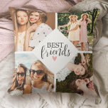 Modern Best Friends Bff Script Photo Cushion<br><div class="desc">A best friends photo pillow with room for 4 photos on the front and back. Personalise it with photos of your friends. Designed for you by Blackberry Boulevard.</div>