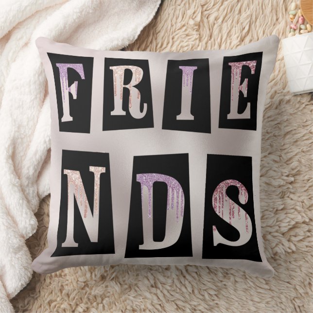  Modern Best Friends Chic Quote  Throw Pillow (Blanket)