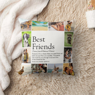 Modern Best Friends Definition Photo Collage Cushion