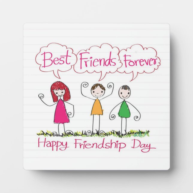 Modern BEST FRIENDS FOREVER 1 Photo Collage Plaque (Front)