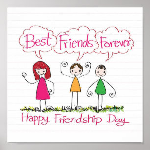 Modern BEST FRIENDS FOREVER 1 Photo Collage Plaque Poster