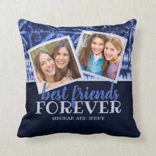 Modern Best Friends Forever 2-Photo Collage Cushion
