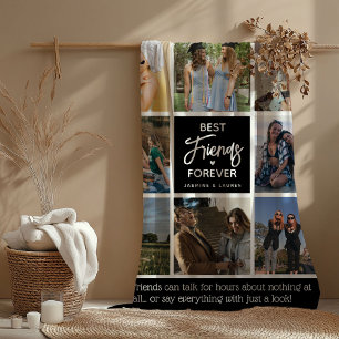 Modern Best Friends Forever 8 Photo Collage Fleece Blanket