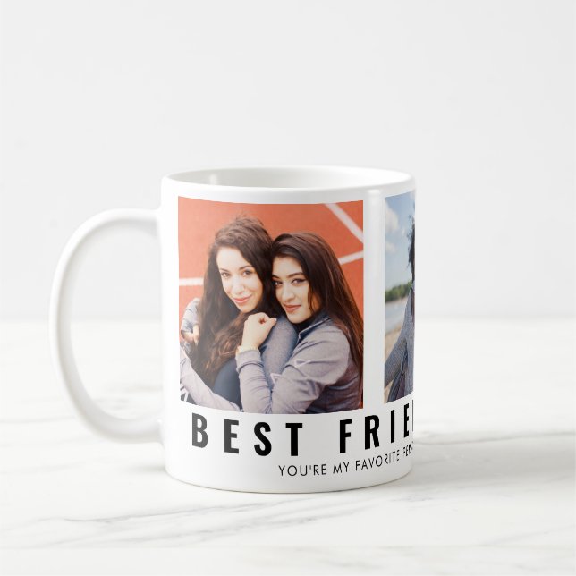 Modern Best Friends Forever BFF 3 Photo Collage Coffee Mug (Left)