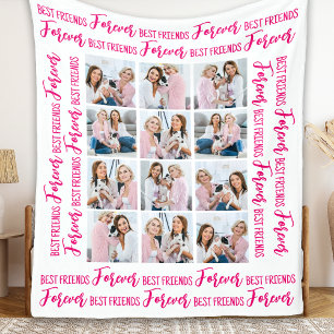 Modern BEST FRIENDS FOREVER Custom 12 Photo Fleece Blanket