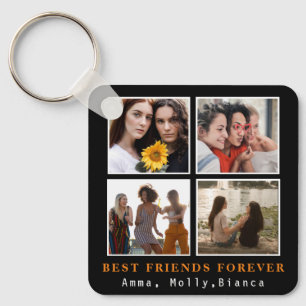 Modern Best Friends Forever Photo Collage Bestie Key Ring