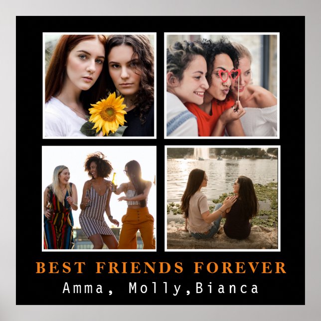 Modern Best Friends Forever Photo Collage | Bestie Poster (Front)