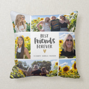 Modern Best Friends Forever Photo Collage Cushion
