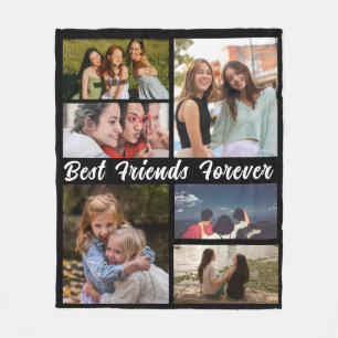 Modern BEST FRIENDS FOREVER Photo Collage  Fleece Blanket
