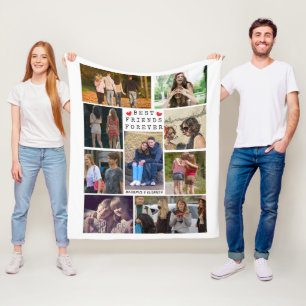 Modern BEST FRIENDS FOREVER Photo Collage Fleece Blanket