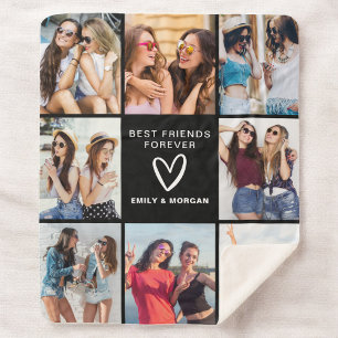 Modern Best Friends Forever Photo Collage Names Sherpa Blanket
