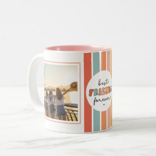 Modern Best Friends Forever Retro Custom Photo Two-Tone Coffee Mug