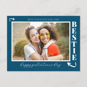 Modern Best Friends Galentine's day Bestie photo Holiday Postcard