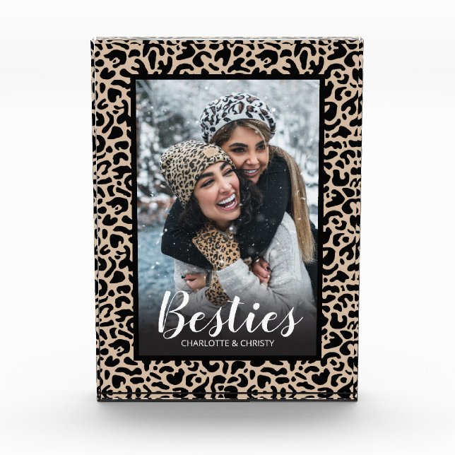 Modern Best Friends Leopard Print Photo Block (Front)