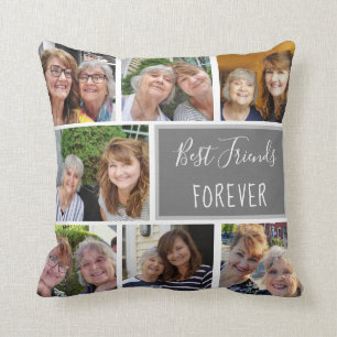 Modern Best Friends Photo Collage BFF Quote Cushion