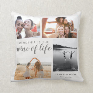 Modern Best Friends Photo Collage Quote Bff Bestie Cushion