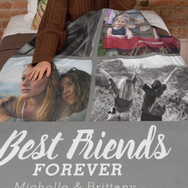 Modern Best Friends Photo | Grey Fleece Blanket (Creator Uploaded)