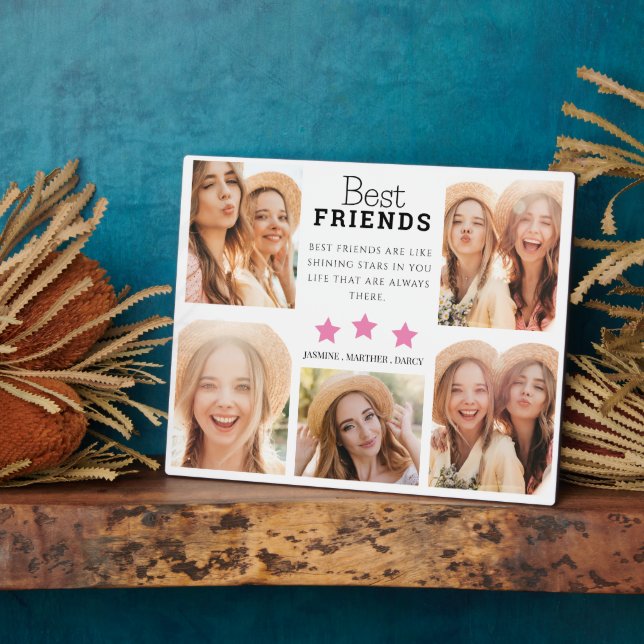 Modern Best Friends Photo Grid Keepsake Gift Plaque (Side)