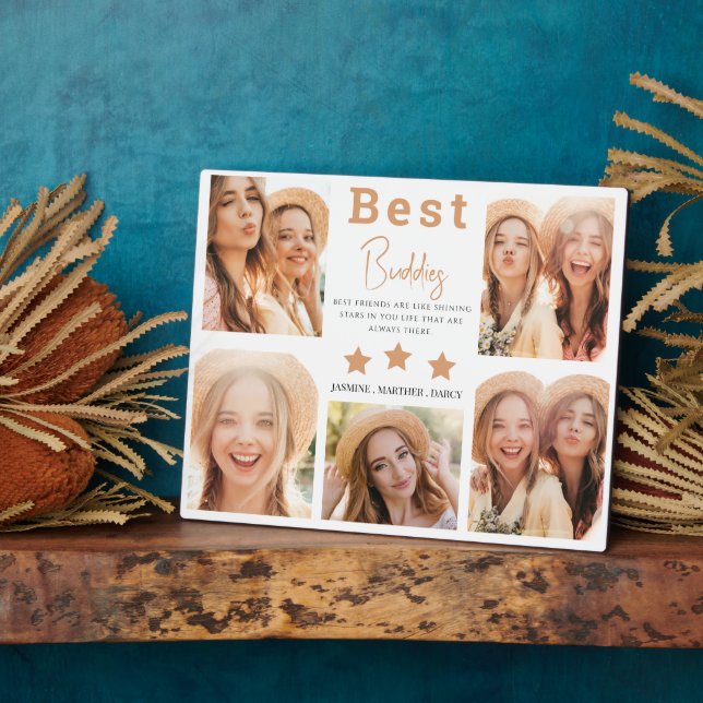 Modern Best Friends Photo Grid Keepsake Gift Plaque (Side)