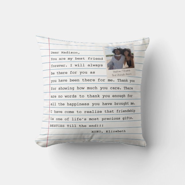 Modern Best Friends Photo Notebook Letter Message  Cushion (Front)
