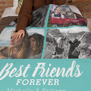 Modern Best Friends Photo   Teal Fleece Blanket