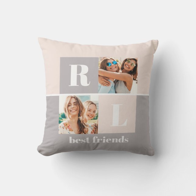 Modern Best Friends Photo Throw Pillow (Front)