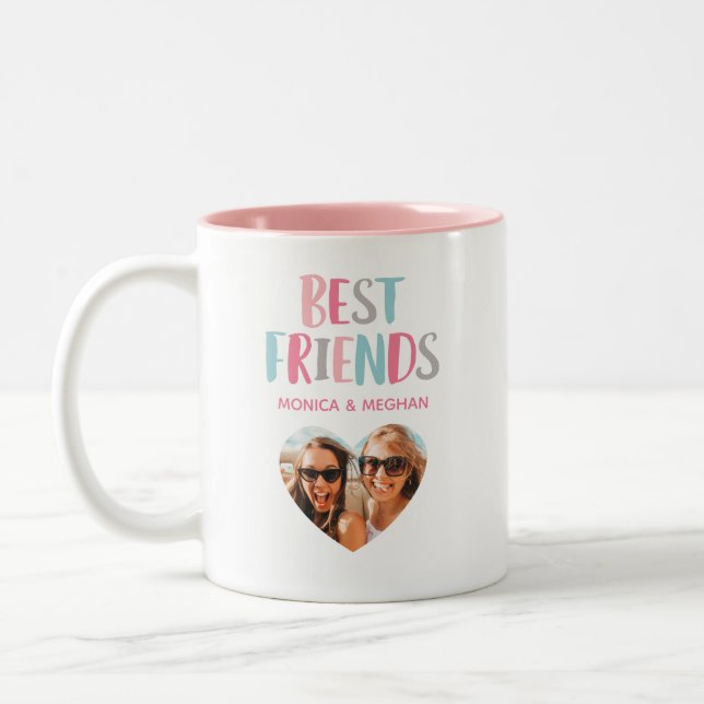 Modern Best Friends Photo Two-Tone Coffee Mug (Left)