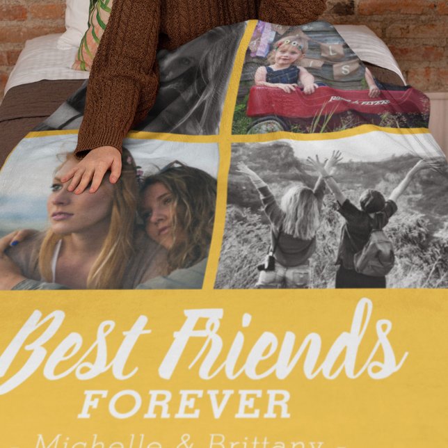 Modern Best Friends Photo | Yellow Fleece Blanket (Creator Uploaded)