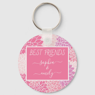 Modern Best Friends Script Name Pink Dahlia Key Ring