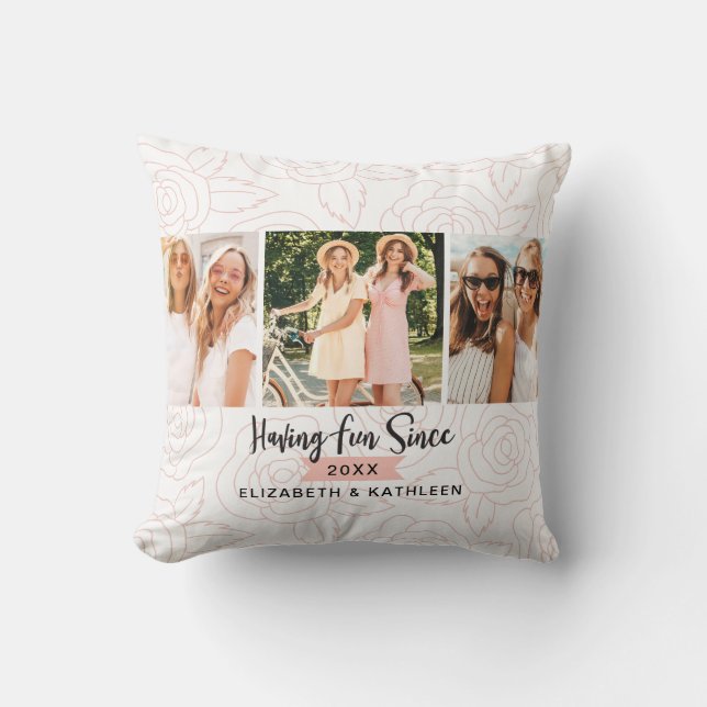 Modern Best Friends Script Photo Cushion (Front)