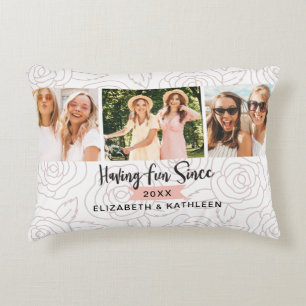 Modern Best Friends Script Photo Decorative Cushion
