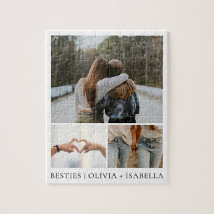 Modern Best Friends Simple Besties Photo Collage Jigsaw Puzzle