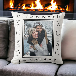 Modern Best Friends XOXO Personalized Photo Cushion