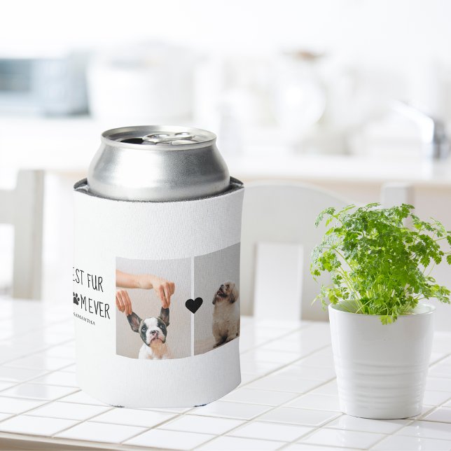 Modern Best Fur Mum Ever | Dog Photo Can Cooler (Creator Uploaded)