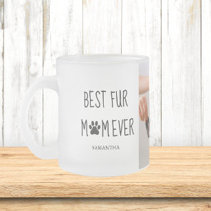 Modern Best Fur Mum Ever   Dog Photo Frosted Glass Coffee Mug