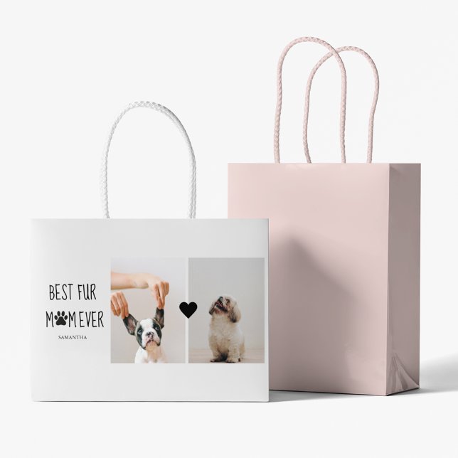 Modern Best Fur Mum Ever | Dog Photo Large Gift Bag (Creator Uploaded)