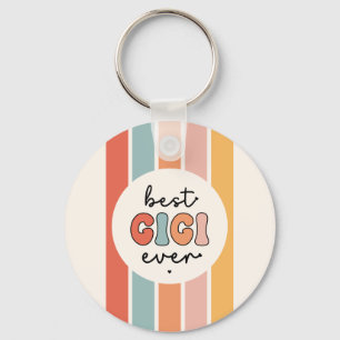 Modern Best Gigi Ever Cute Retro Grandma Key Ring