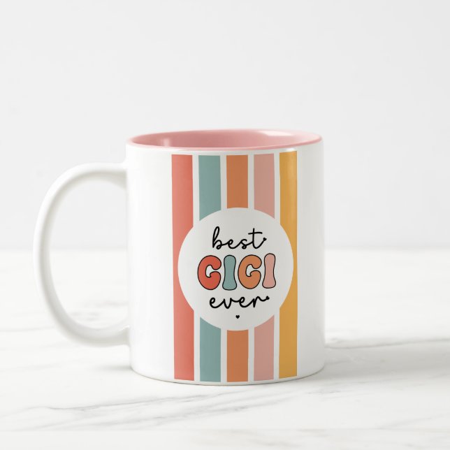 Modern Best Gigi Ever Cute Retro Grandma Two-Tone Coffee Mug (Left)