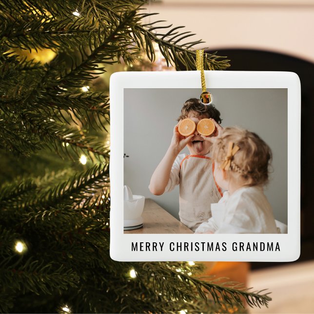 Modern Best Grandma Ever Beauty  Christmas Gift  Ceramic Ornament (Creator Uploaded)