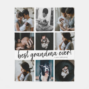 Modern Best Grandma Ever Photo Collage Fleece Blanket