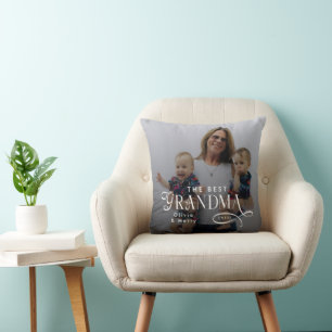 Modern Best Grandma Ever Photo Personalized Cushion